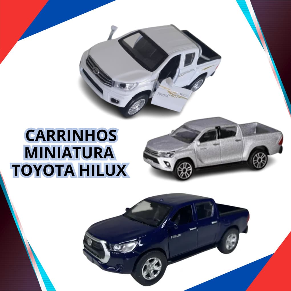 Miniatura De Ferro Toyota Hilux 2021 para Colecionadores 12cm - Preto, Branco e Cinza
