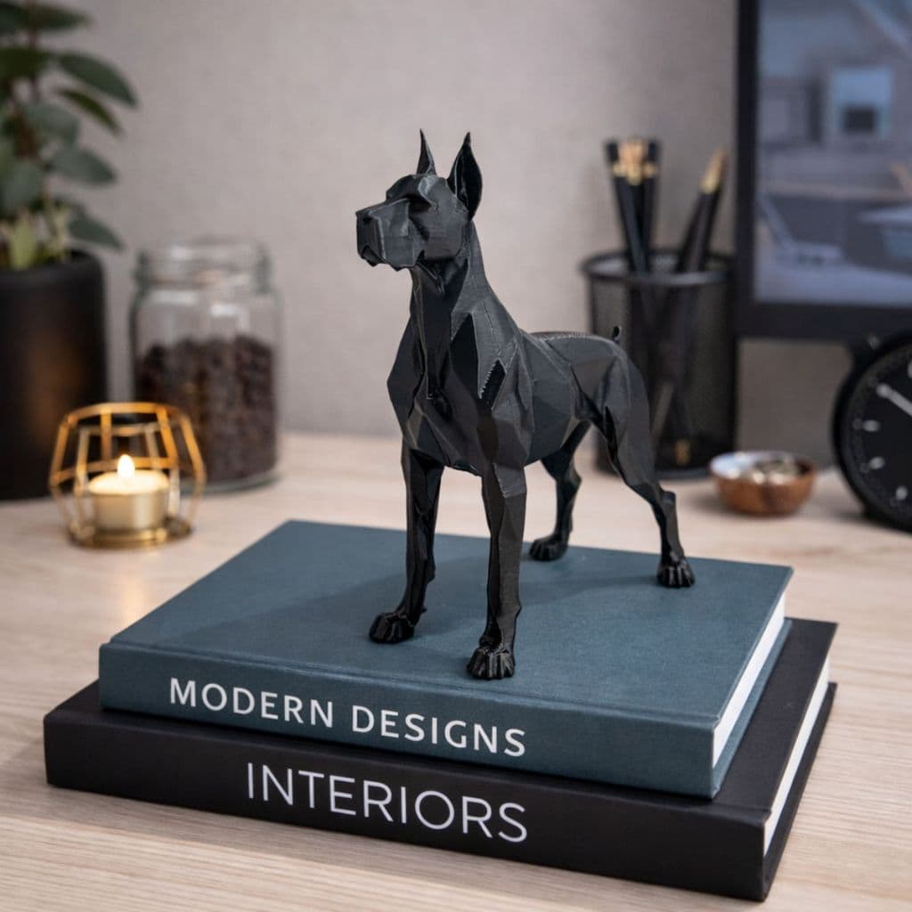 Estatueta Decorativa Cão Dogue Alemão Low Poly