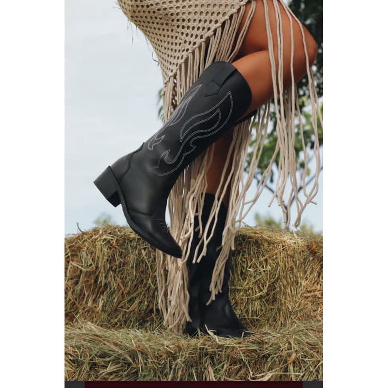 Bota Feminina Cano Alto Western Bordado Ref (0001)