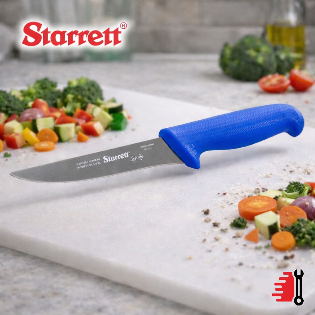 Faca De Desossar Larga 15cm 6" Starrett Azul BKL103-6 Reta Chef Cozinha Açougueiro Churrasco Cutelo Carne Frango Peixe
