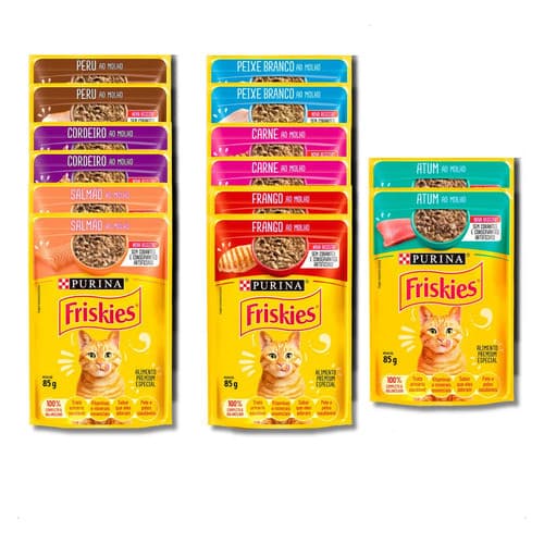 Kit 14 Un Ração Úmida Friskies Ao Molho Sachês Gatos 85g
