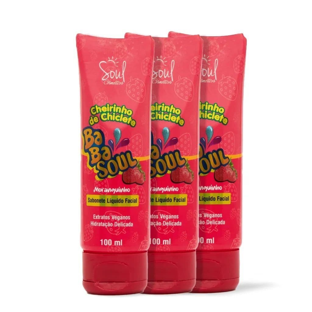 Box c/ 10 Sabonete Líquido Facial Cheirinho de Moranguinho Soul Cosméticos Atacado