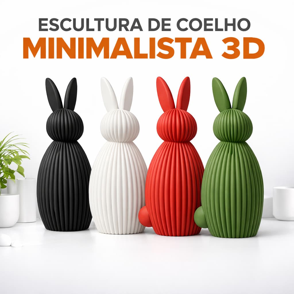 Coelho Decorativo Minimalista Texturizado Para Sala e Quarto Decoração Moderna 3D