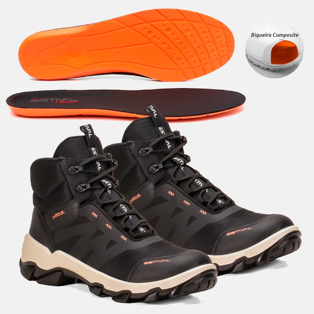Bota de Segurança Hybrid Estival Future Black - Brinde Palmilha PU - Preto Composite CA 47901
