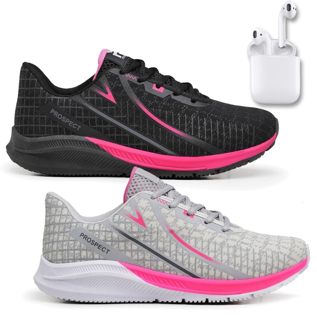 Kit 2 Tênis Feminino Prospect Spark Mais Vendido Oferta Promoção + Fone