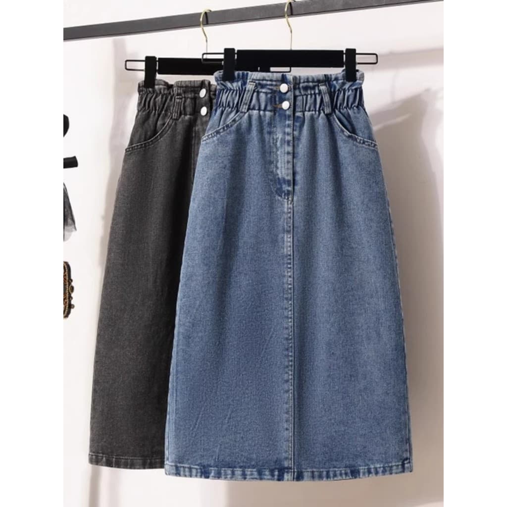 2025 outono novo estilo senhoras cintura alta moda divisão meio comprimento A linha saia tamanho grande mais magro olhar