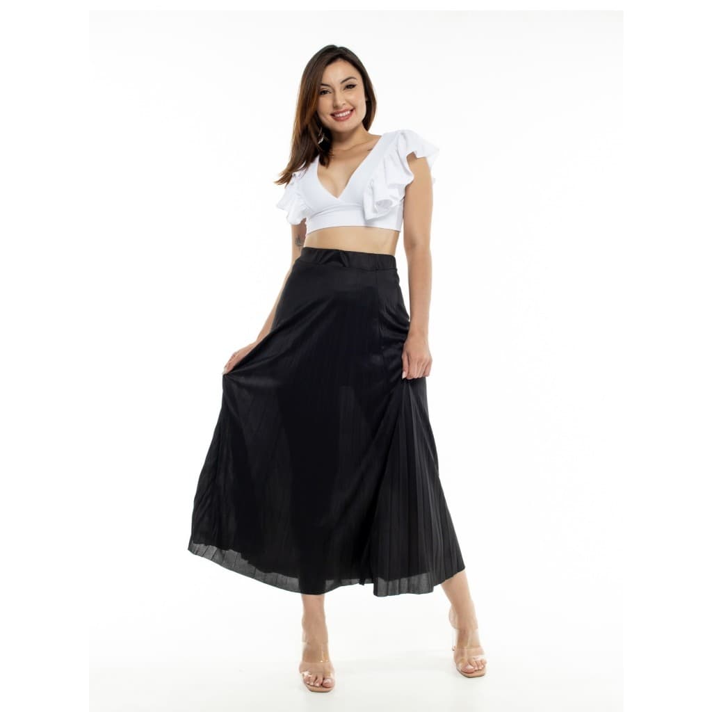 (001 #) Oferta Saia feminina Longa Plissado TR-SAI-001