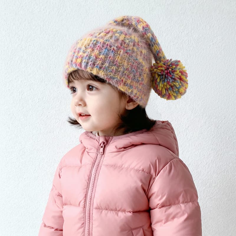 Crianças chapéu de lã outono inverno bebê chapéu de malha meninos meninas bonito bola de lã pulôver quente proteção de o