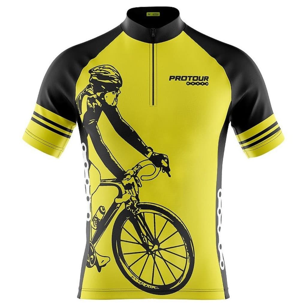 Camiseta Ciclismo Masculina Dryfit Proteção UV Bike MTB Speed Bike Amarela Colors