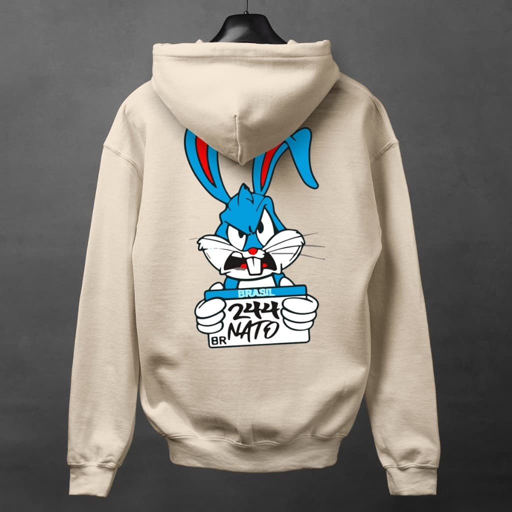 Moletom Canguru com Capuz 244 Grau 2 Rodas Casaco de Frio Bike e Moto Desenho Animado Estampado DTF