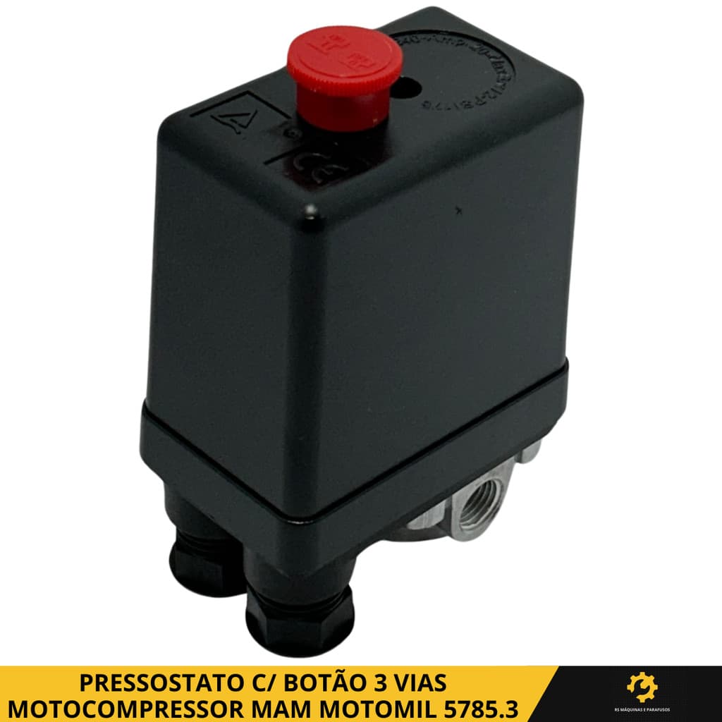 Pressostato Automático 80/120 Lbf 4 Vias Com Botão Para Compressor MAM 7,4-10/50 CMI 7,6