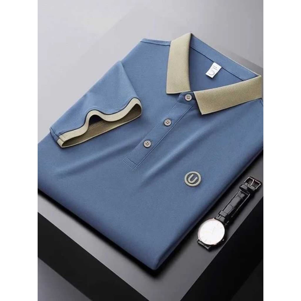 Verão novo estilo cor sólida masculina de manga curta camiseta bordada lapela camisa Polo tamanho grande Paul All-Match