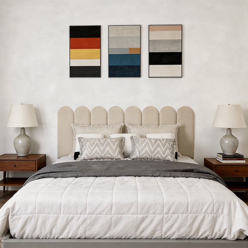 Cabeceira de Cama Casal Nuvem 45x20cm Cabeceira de Cama Casal Box - 7 Placas