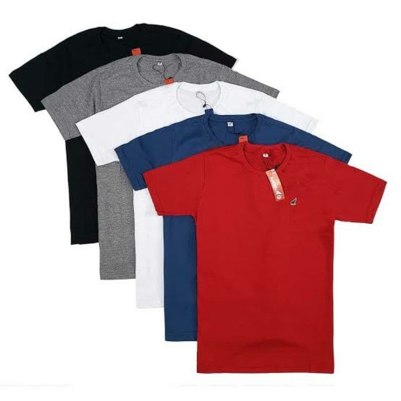 Kit com 5 Camisas Masculina Gola Careca Bordado