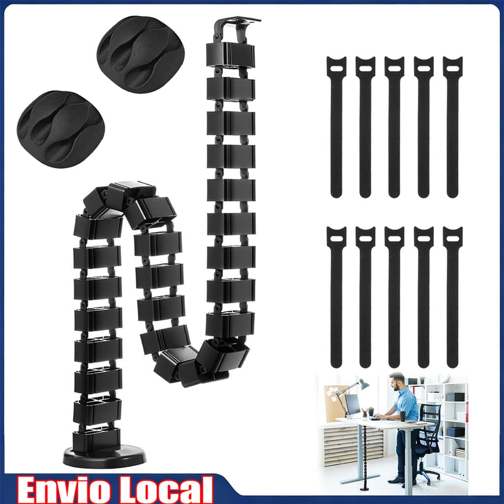 Kit de gerenciamento de cabos para vértebras embaixo da mesa, preto, mesa em pé, 130 cm,ajustável,quadrilátero,com laços