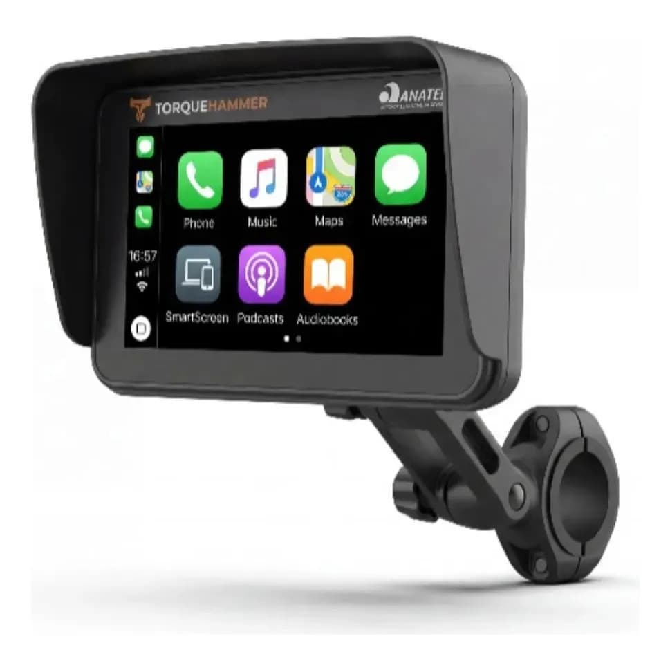 Multimídia Moto Espelhamento CarPlay Android Auto Bluetooth Impermeável