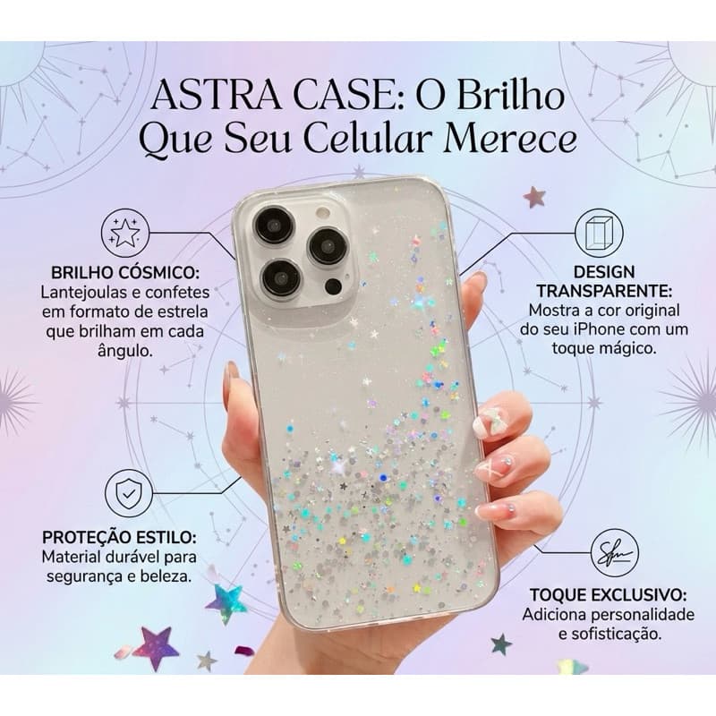 Capinha Transparente com Glitter e Estrelas // xr - 17 air
