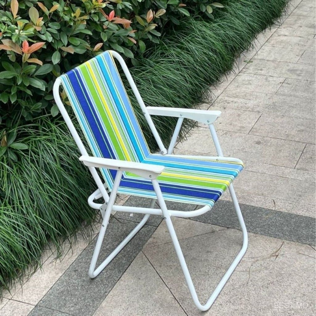 1 Kit Azul/Verde Cadeiras dobráveis de praia Praia Varanda Alta Cadeira Aço dobrável e fácil de carregar Promotion