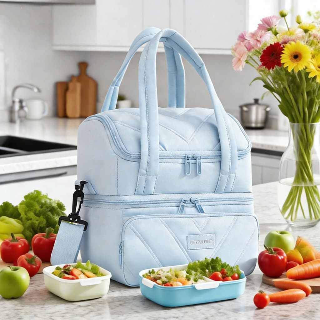 Bolsa Térmica De 2 Camadas Porta Grande capacidade Almoço Bento Bag Adequada Para Piquenique