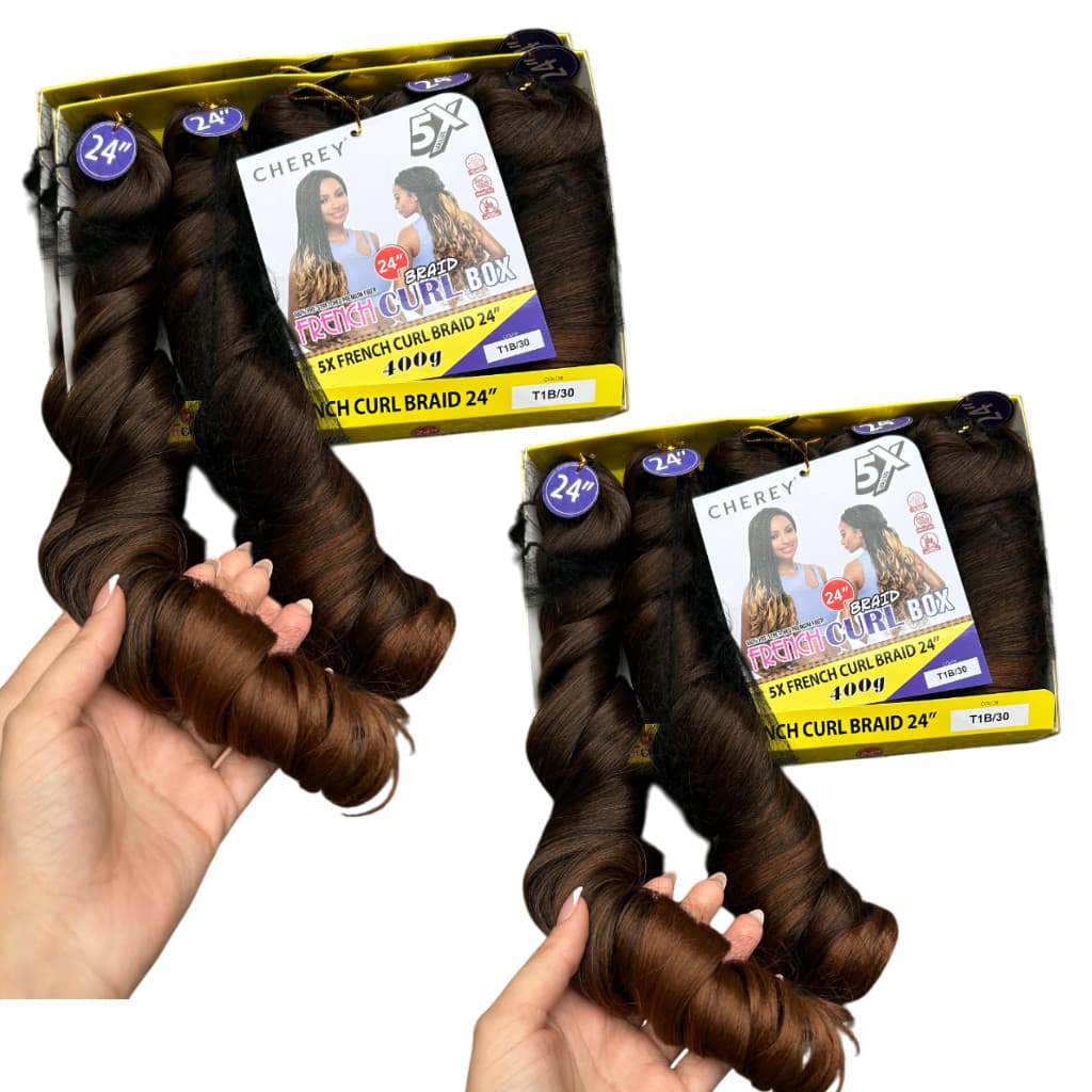 kit 2 French Curl Cor T1B/30  Fibra Premium jumbo Ondulado Cherey 400g