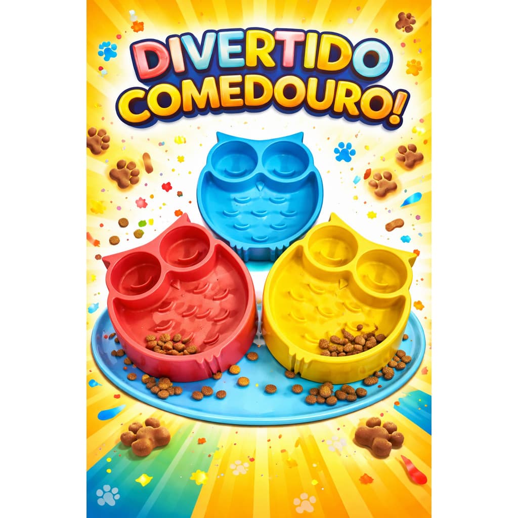 Comedouro Interativo Lento Formato Coruja Para Pet