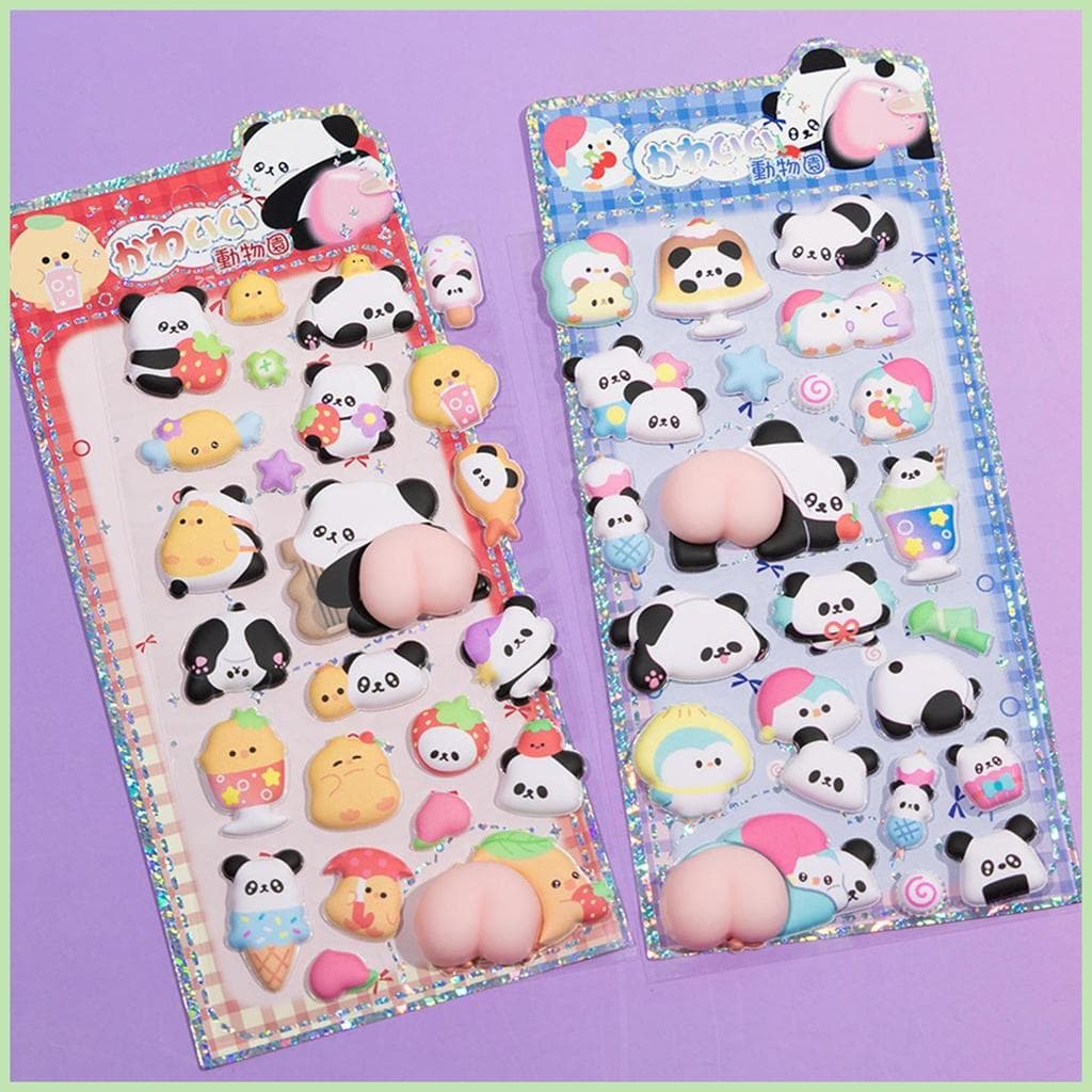 Adesivos 3D Para Capa De Telefone , Decorativos Estéticos De Panda , Decalques De Animais Scrapbooking kagli1br