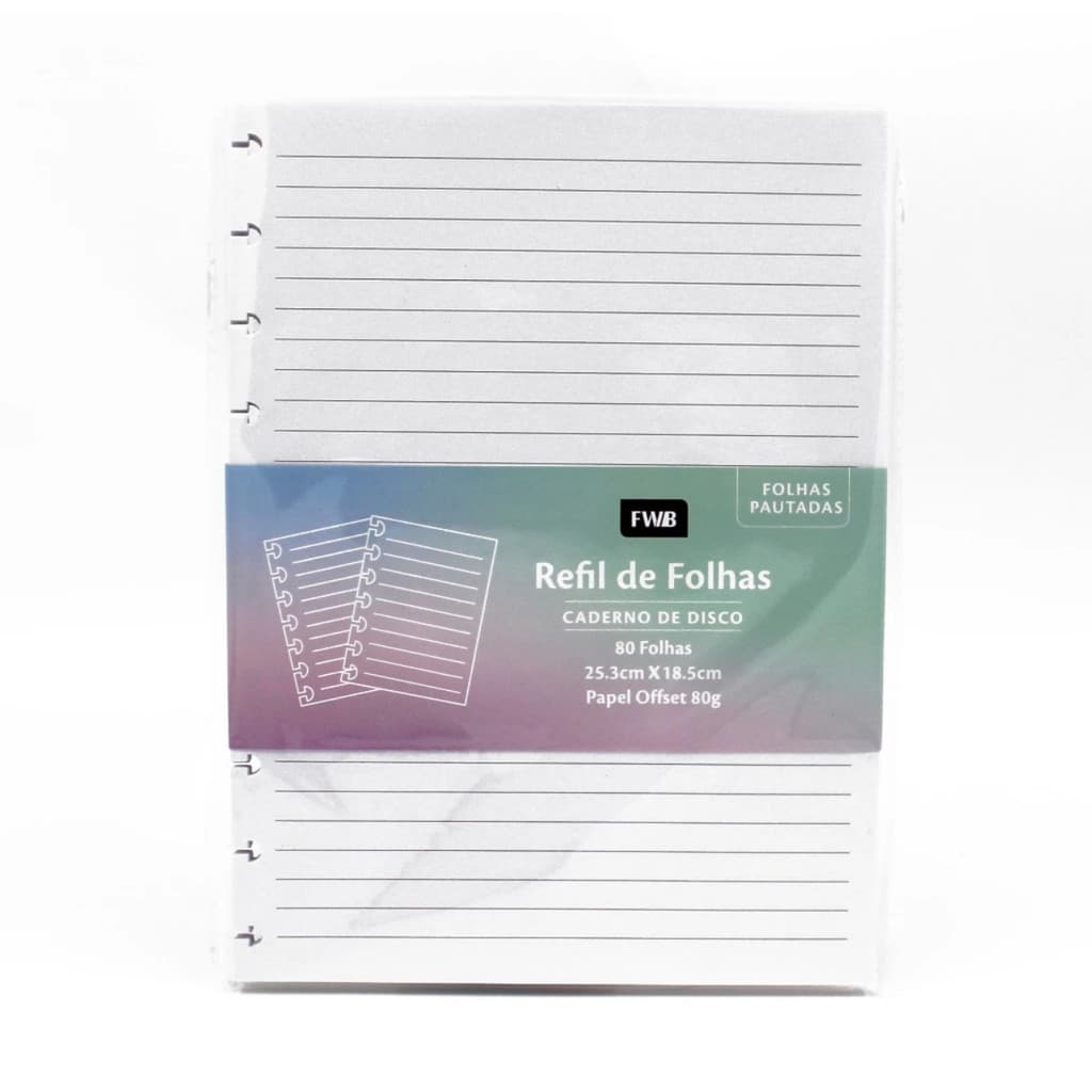 Refil Caderno Inteligente 80 Folhas 11 Discos Pautado Fwb