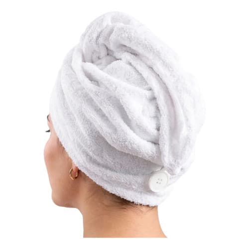 Toalha de Banho para Cabelo Felpuda com Botão 100% Algodão