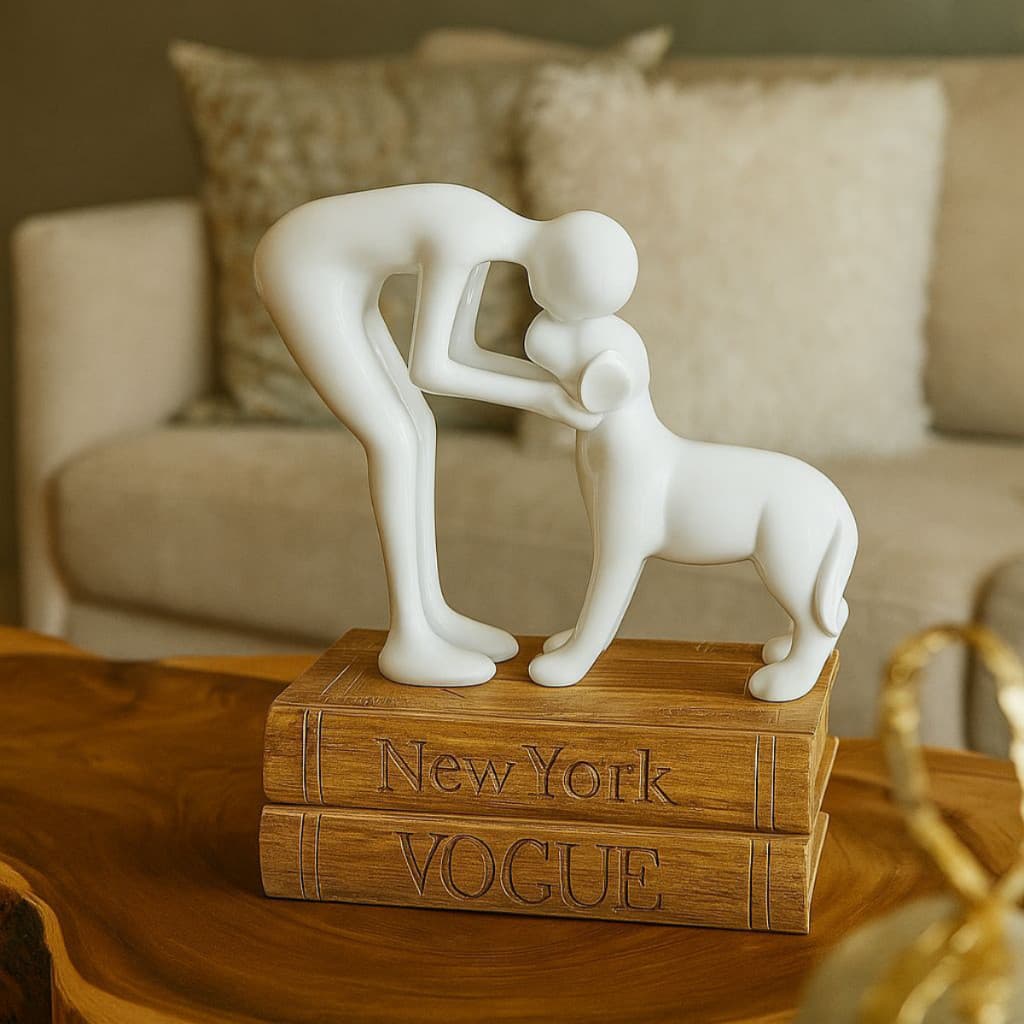 Escultura Cachorro Melhor Amigo Pet Fiel 3D Decoração Afetiva Minimalista para Nichos e Estantes