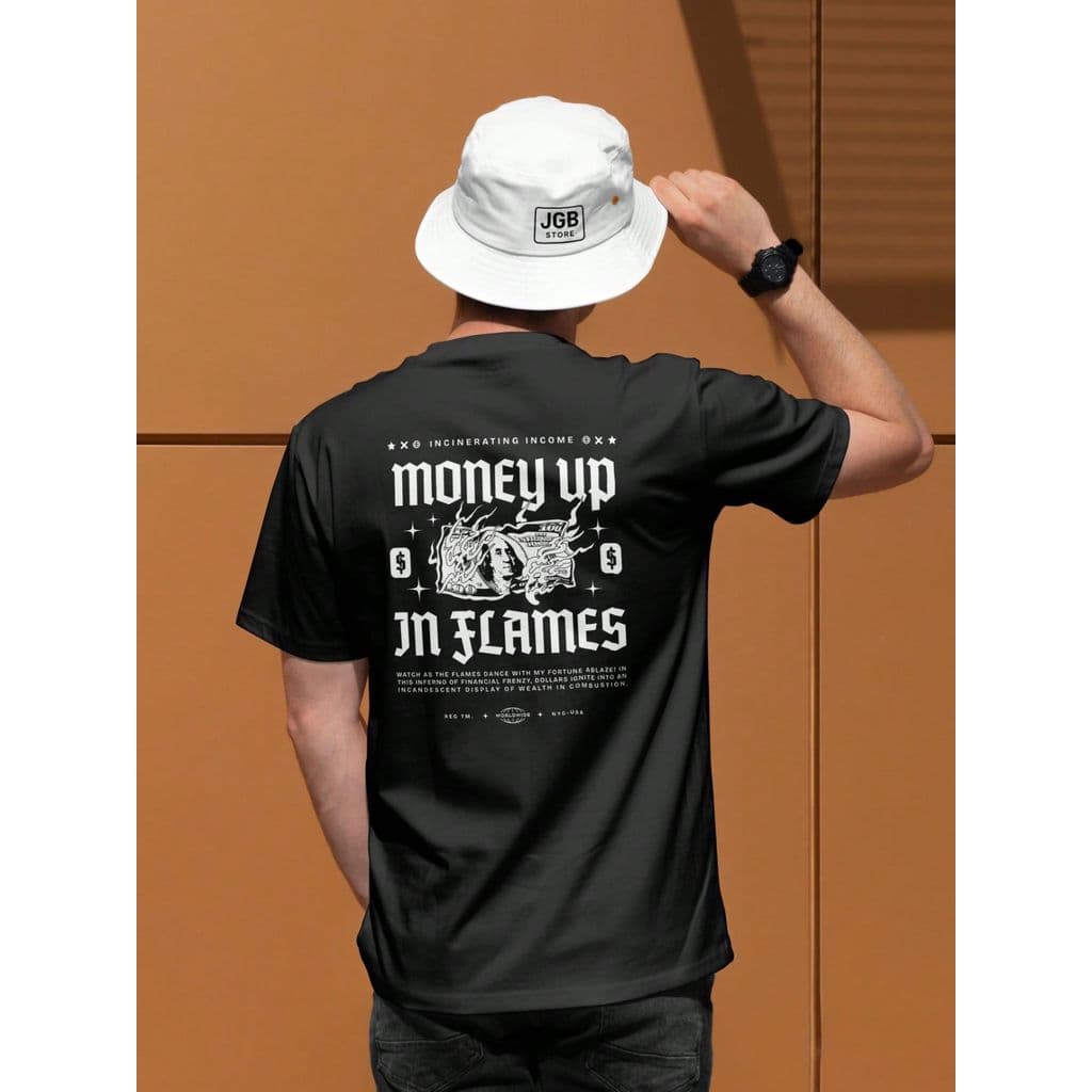 Camiseta Streatwear Money Up In Flames  100% Algodão Unissex Camisa Plus Size Blusa Copa Mundo