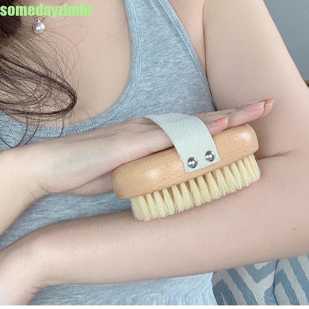SOMEDAYZL0M Escova De Banho De Bambu , Purificador Traseiro De Cabelo Macio Antiderrapante , Portátil Com Cerdas De Suín