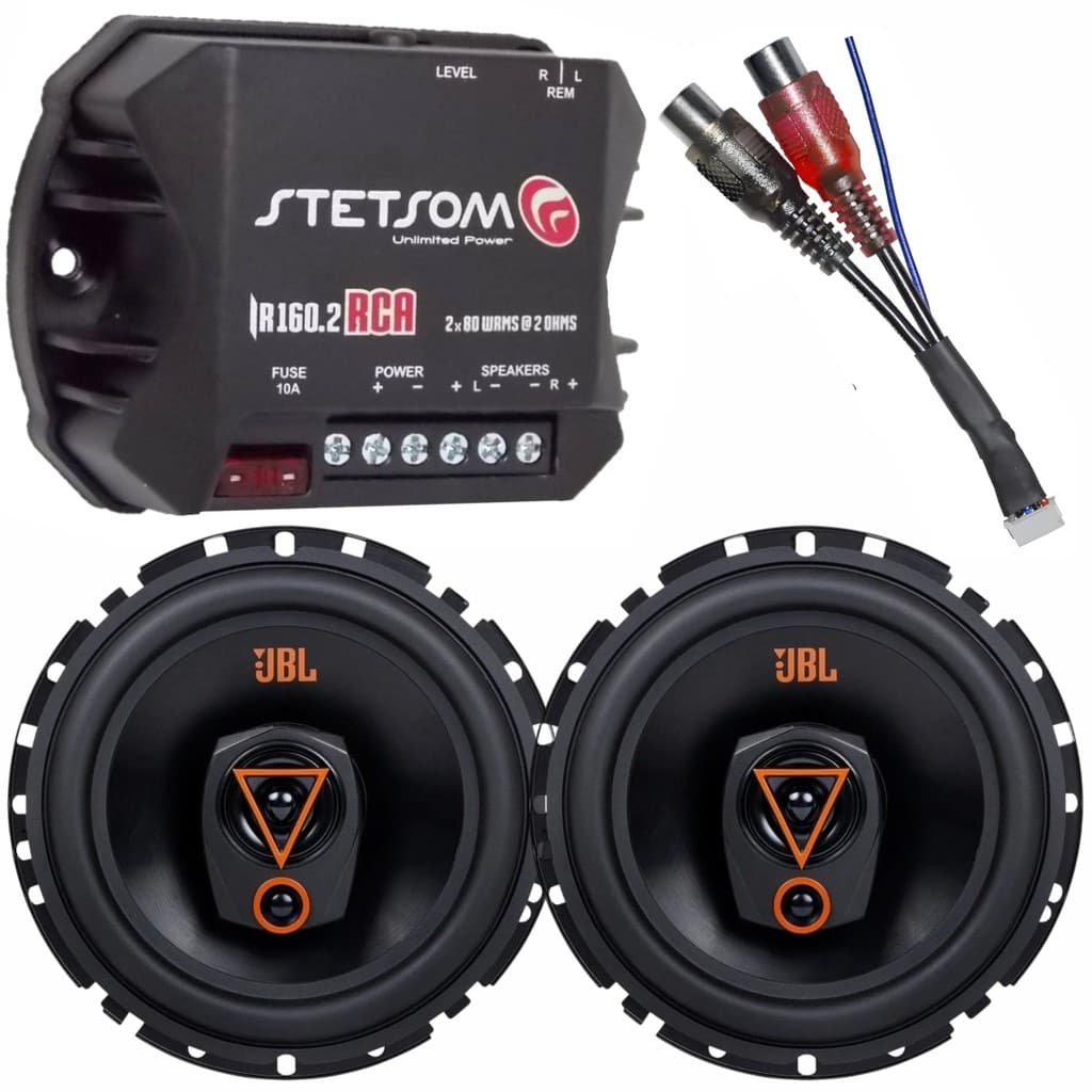 Kit Módulo Amplificador Módulo Stetsom IR160.2 + Par Alto Falantes 6 pol JBL Triaxial 6TRMS80 160W