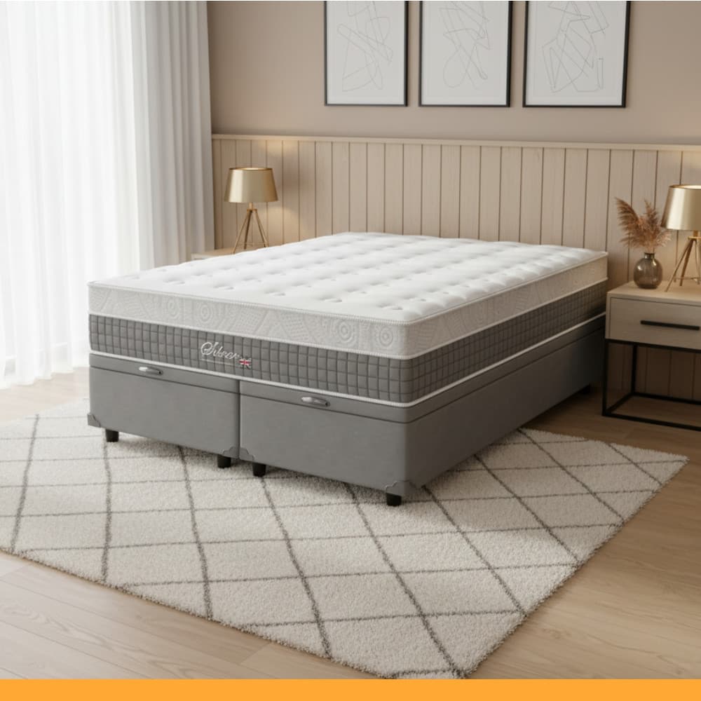 Cama Box Baú Casal Colchão Casal Queen Silver Molas Ensacadas 158x198x28cm