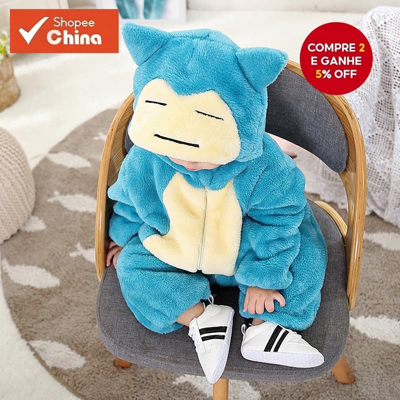 Macacão Pokémon Snorlax para Bebês Recém-Nascidos, Roupas de Inverno de Algodão