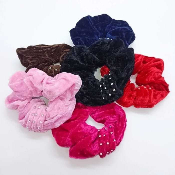 Kit 6 Xuxinhas Veludo de Cabelo Cores Sortidas