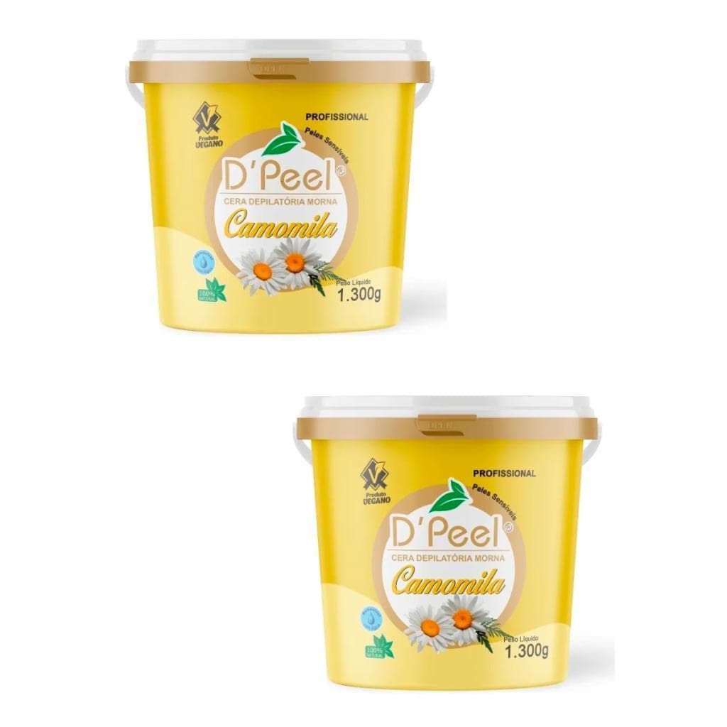 Kit 2 D´Peel Cera Depilatória Morna 1300g Camomila - Reds