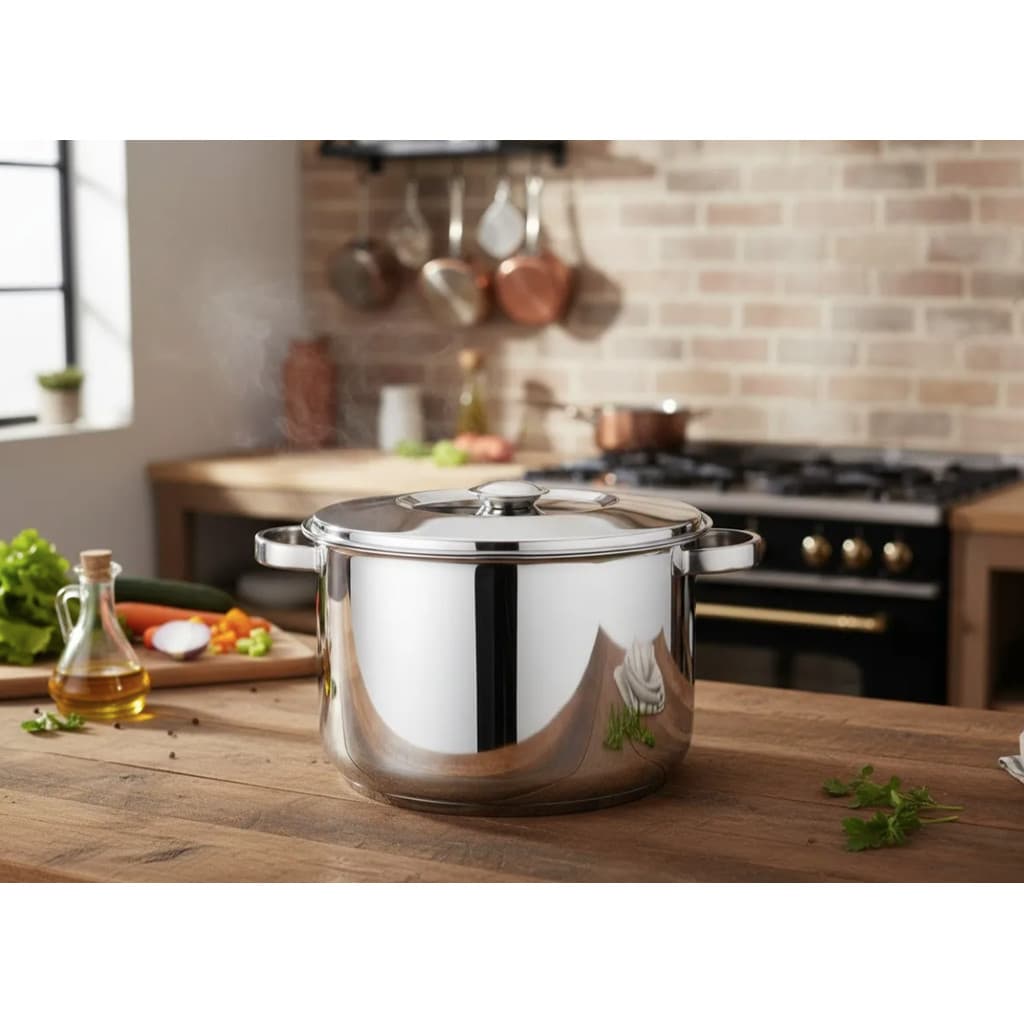 Panela Caçarola Caldeirão 100% Inox 6,5 L Com Tampa Grande