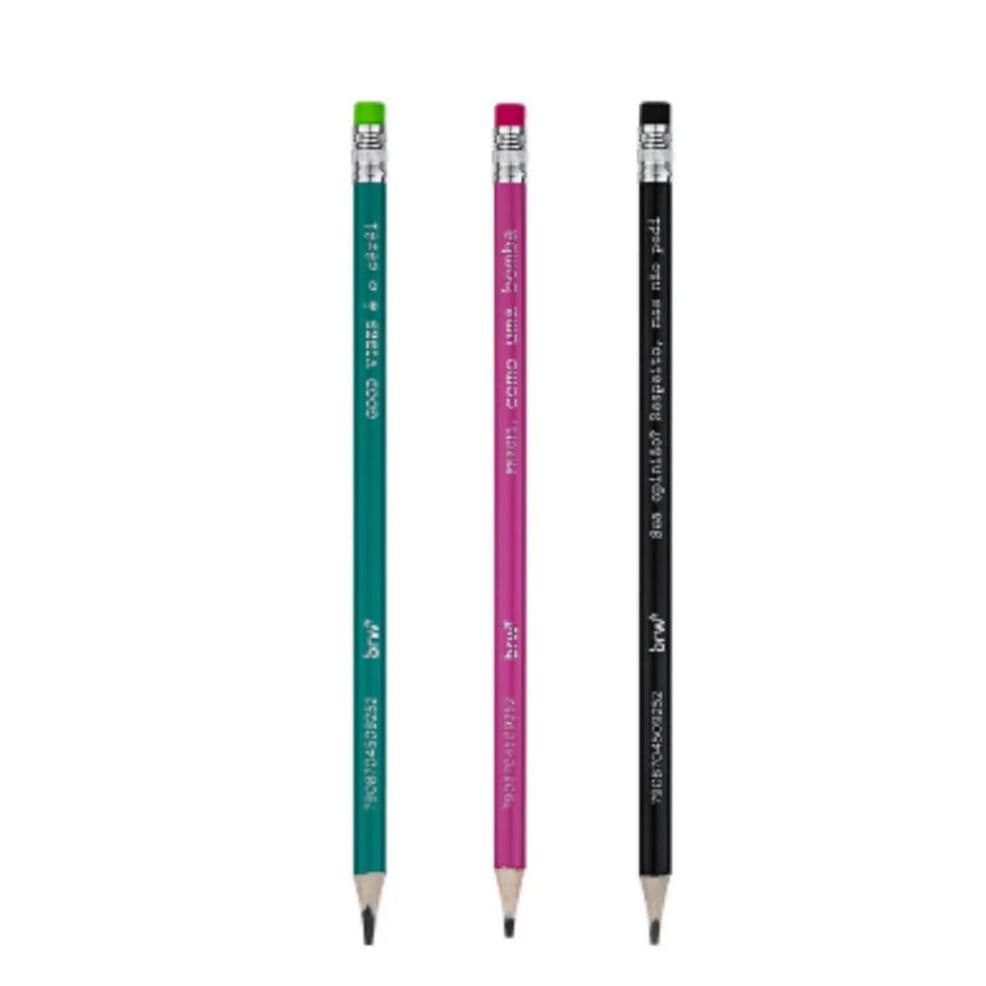 Lápis HB Estampado Sátira - Kit com 3 lápis - Resina Triangular