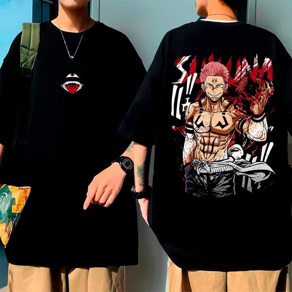 Camiseta Estampada Oversized Anime Treino Academia Sukuna Jujutsu Camisa Corte Feminino Masculino