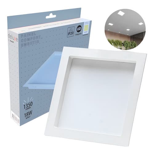 Kit 2 Painel LED Comfort Avant 18W Embutir Na Cor Branco Frio 6500K Bivolt Avant