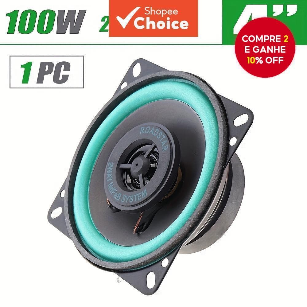 1 peça alto-falante coaxial automotivo HIFI 4 polegadas 100W 2 vias, som estéreo musical para porta de carro, tweeter,