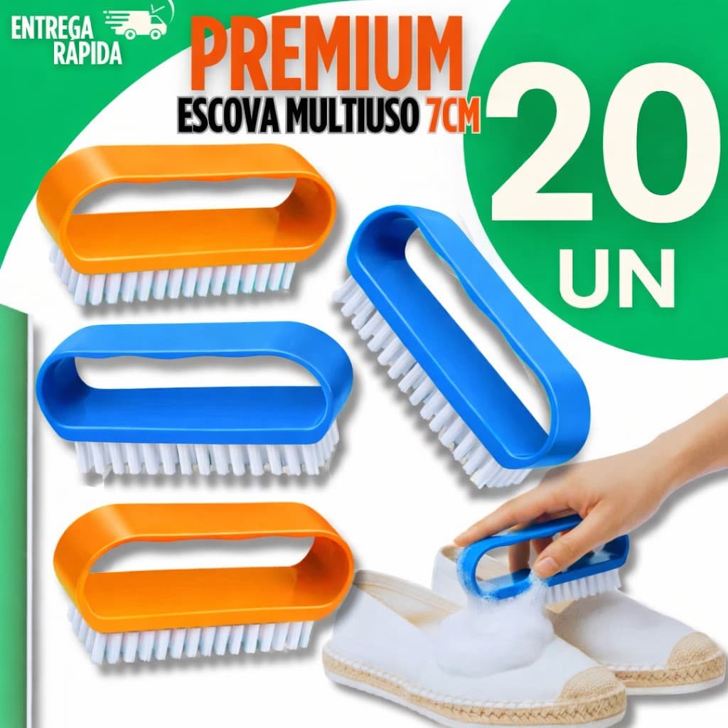 Jogo 20 Escova Multiuso Com Alça Limpeza de Tênis Chinelos Banheiro Cozinha Casa Escovinha Premium