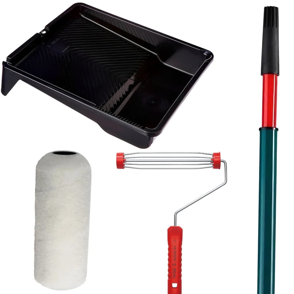 Rolo de Pele de Carneiro 23cm + Suporte Garfo  23cm + Bandeja Pintura 2,7L + Cabo Extensor 2m