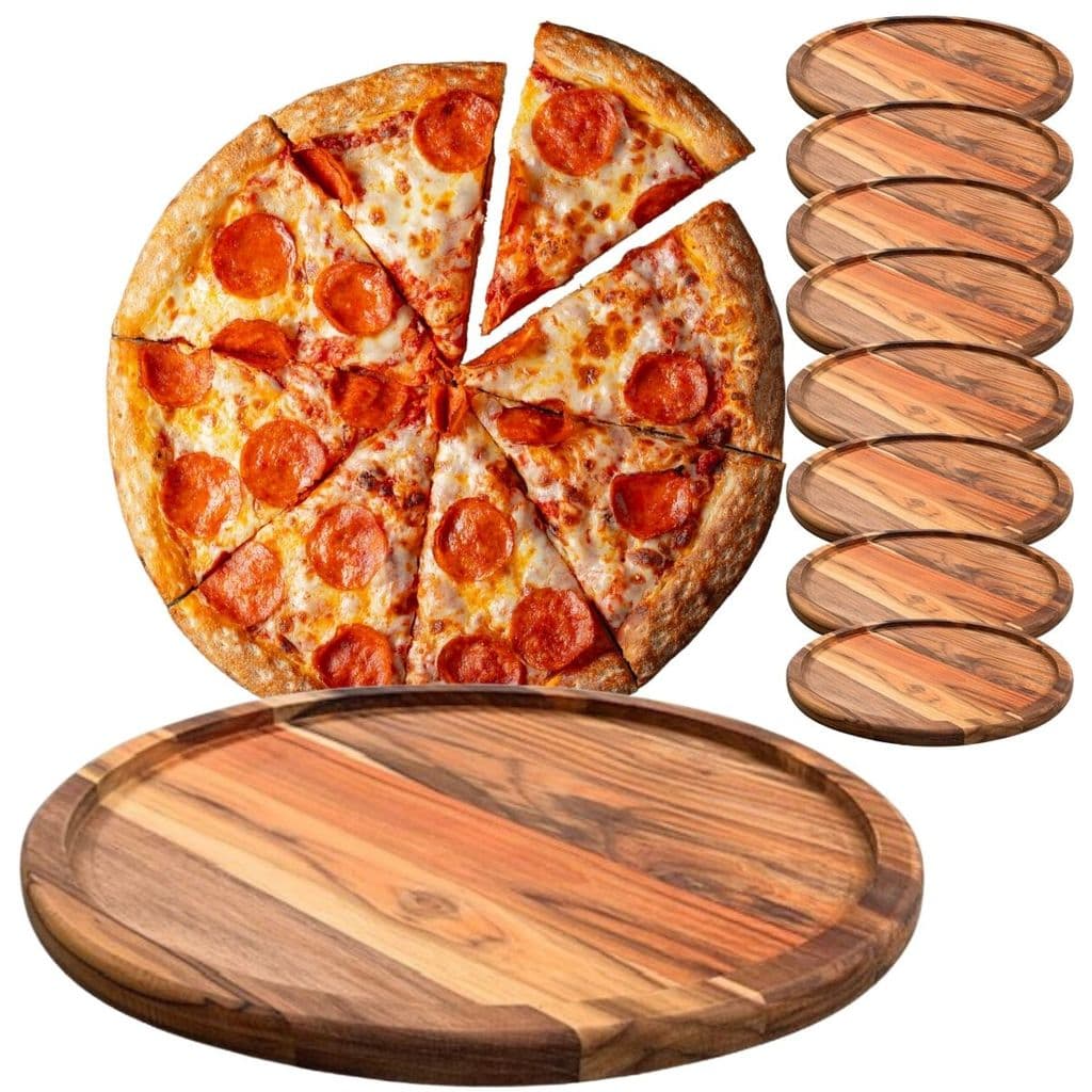 Kit 8 Tábuas Suportes De Madeira 35Cm Para Cortar E Servir Pizzas
