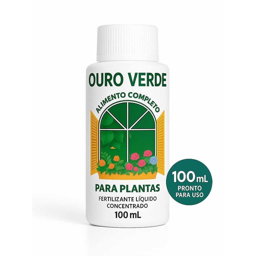 Adubo Ouro Verde Fertilizante 100ml  Líquido para Plantas e Flores Folhagem E Jardim