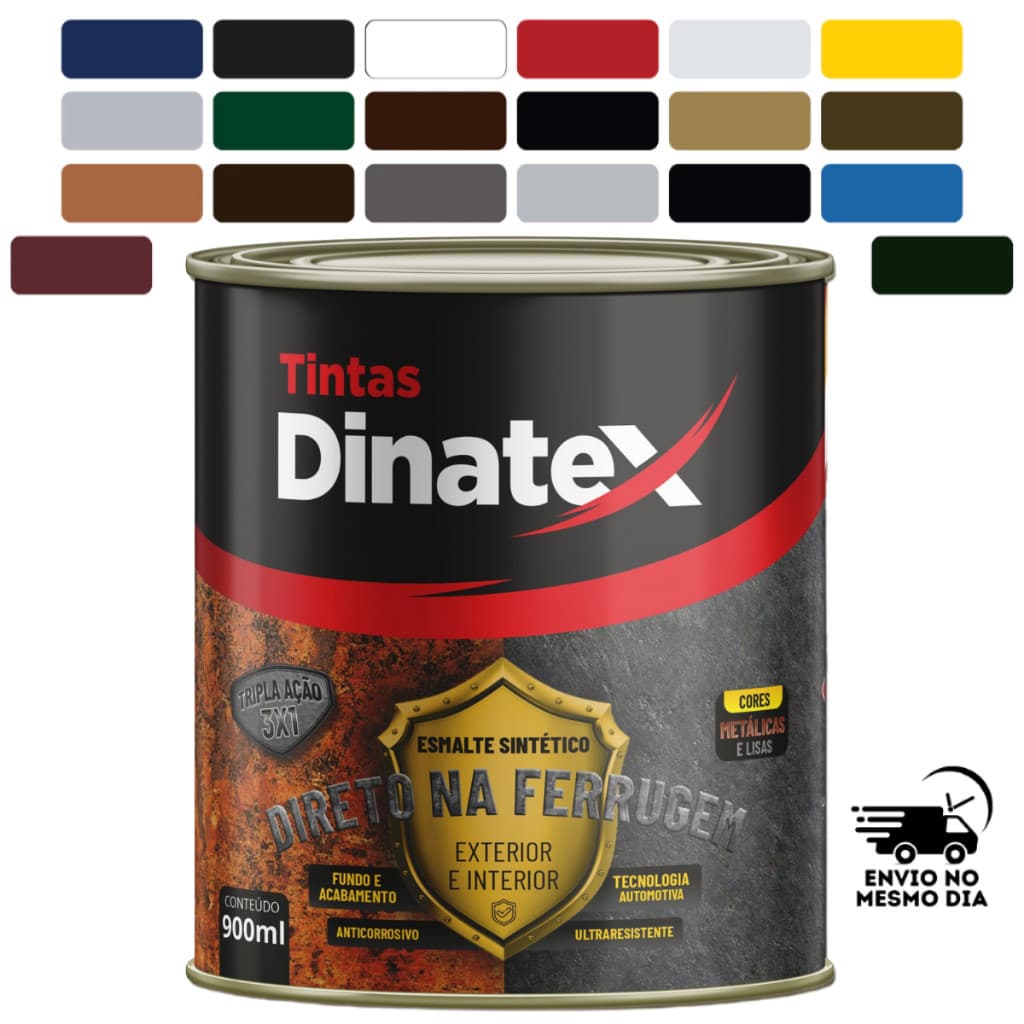Tinta Para Portão Enferrujado Ferro Esmalte Sintético Direto na Ferrugem 900ml Dinatex