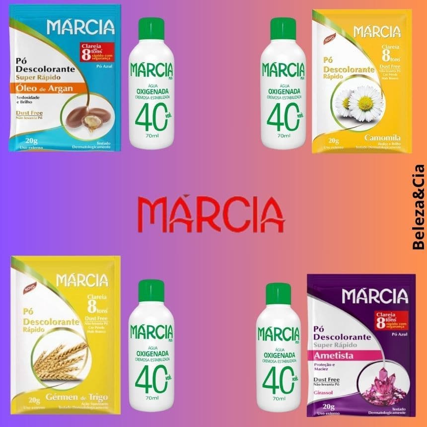 Kit Márcia Pó Descolorante 20g + Oxigenada 40 Volumes 70ml