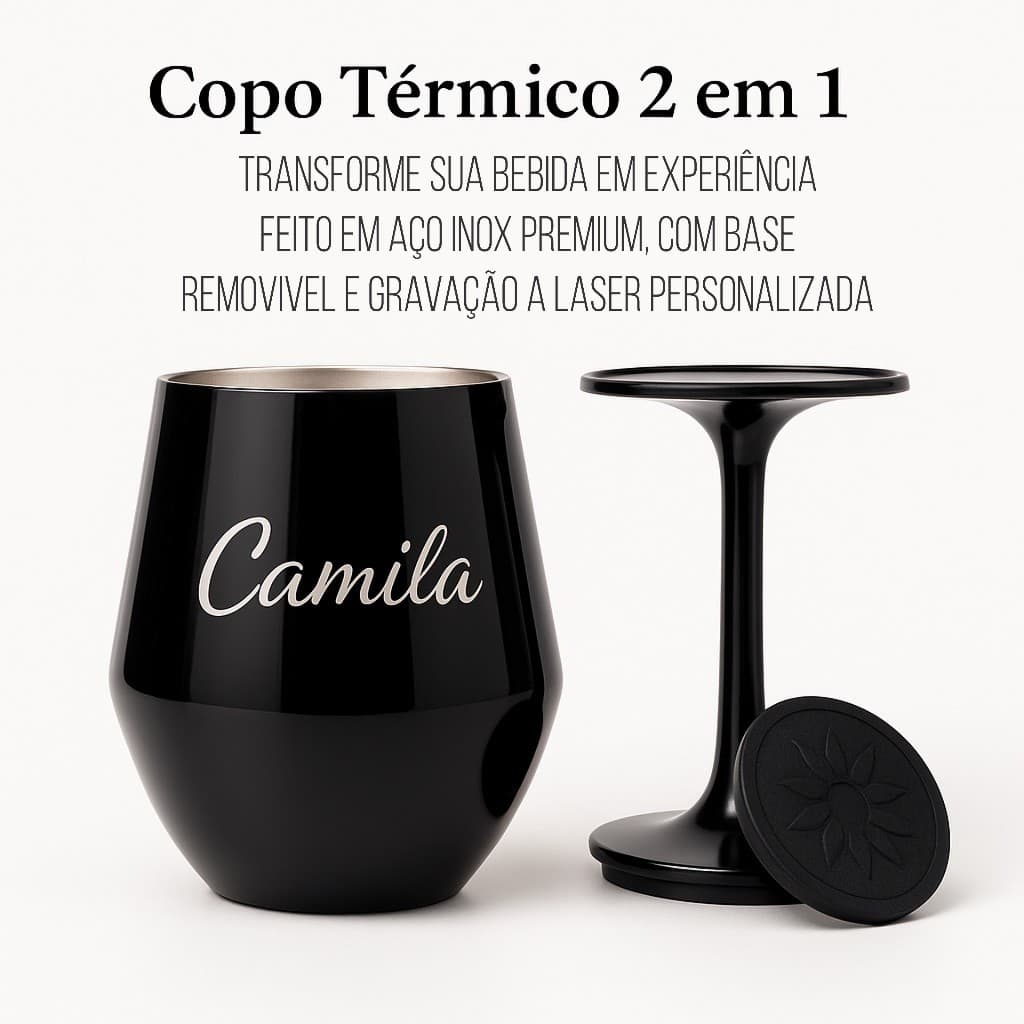 Taça Personalizada 2x1 Térmica Aço Inox com Efeito Prismático  com Gravação a Laser