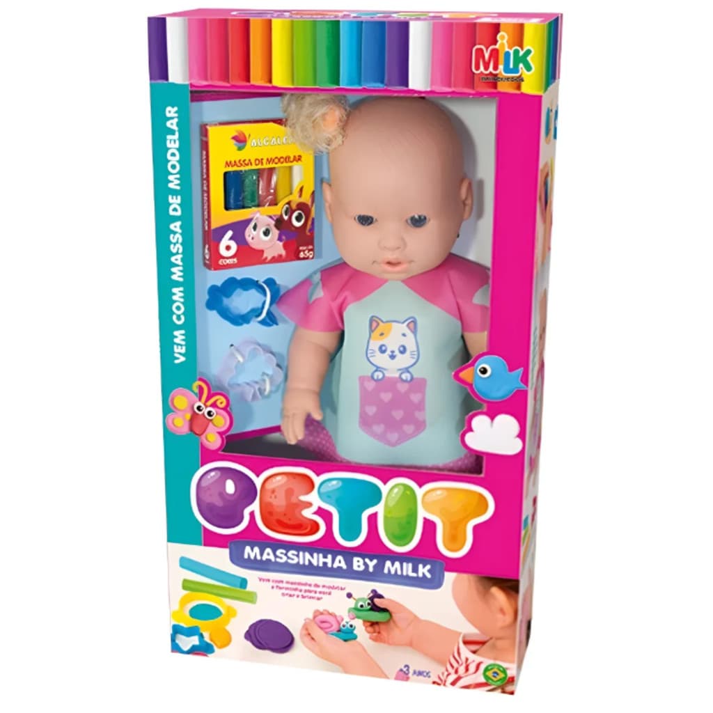 Boneca Petit que vem  com Massinha By Milk 826 Educativo Divertido e Colorido