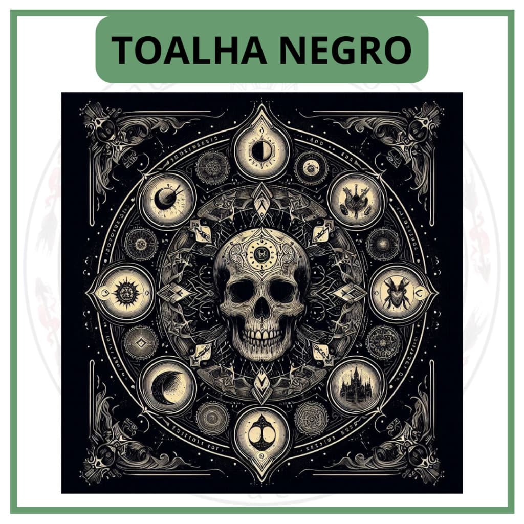 Toalha para Jogo de Tarot 0,70x0,70cm Negro